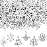 Landical 50 Pcs Winter Snowflake Charms for Jewelry Making Pendant Assorted Alloy Cubic Charms Rhinestone Snowflake Craft Supply for Valentines Day DIY Necklace Bracelet Jewelry Making(Sliver)