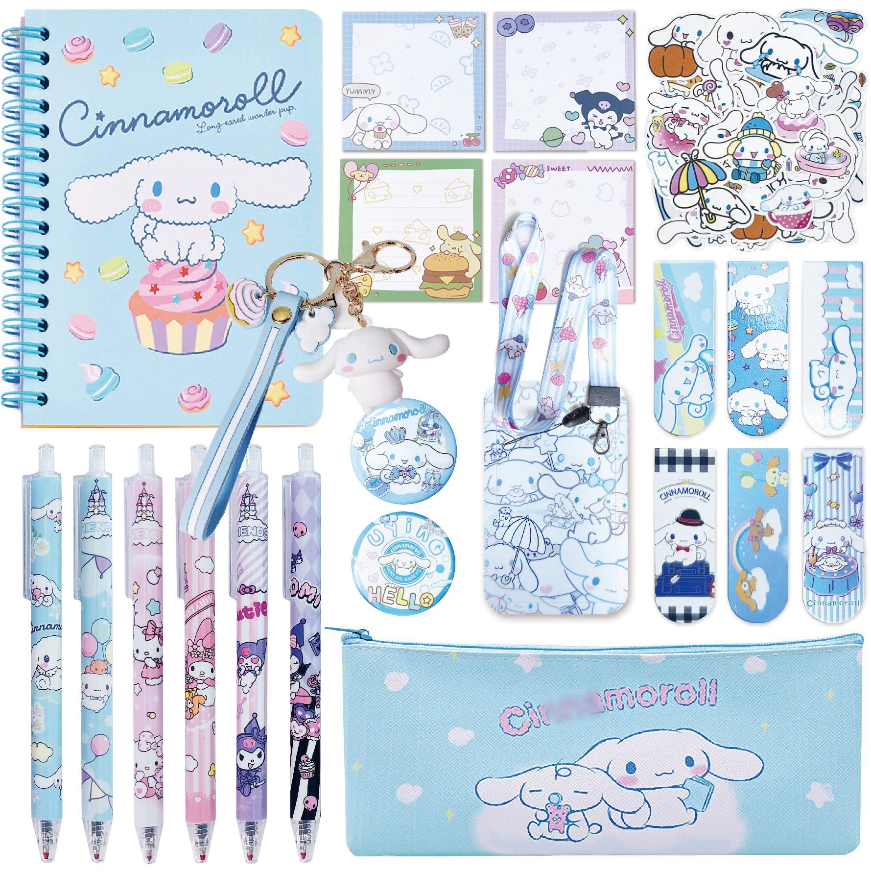 Photo 1 of GFDSJKLCTH Cute Stationery Gift Set Kawaii Back to School Including Notebook Pencil Cas Ballpoint Pen ID Badge Holder Stickers Key Chain Bookmark ?blue?