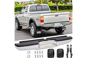 SAFAUTOPARTS Rear Steel Step Bumper Assembly Compatible with 1995-2004 Toyota Tacoma Chrome Back Bumper Replacement for TO1102215