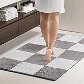 SYLHA Bathroom Rugs Mat 30" x 46", Non-Slip Extra Soft Absorbent Bath Rugs, Quick Dry, Machine Washable Bath Mats for Bathroom Floor, Shower, Bathtub and Sink, White & Light Grey