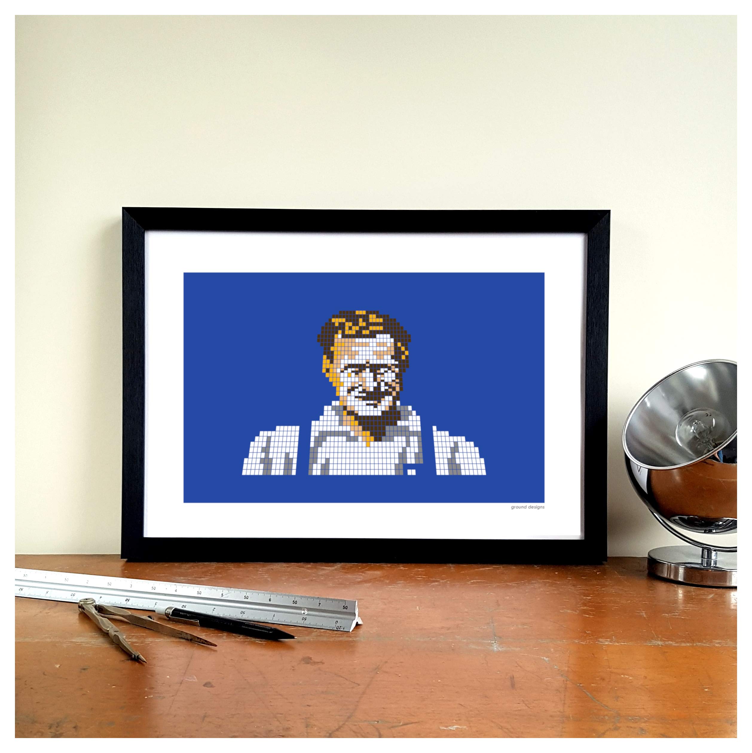 Preston North End FC Football Stadium Gift Graphic Design Art Print - Deepdale "Sir Tom Finney Mosaic" PNE