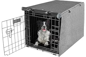 X-ZONE PET Double Door Dog Crate Cover - Polyester Pet Kennel Cover (Fits 24 30 36 42 48 inches Wire Crate) (48 Inch, Grey)