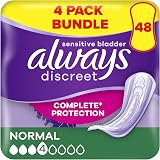 Always Discreet Incontinence Pads Normal 48 Moderate Absorbency 12x4