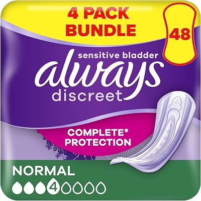 Always Discreet Incontinence Pads Normal 48 Moderate Absorbency 12x4