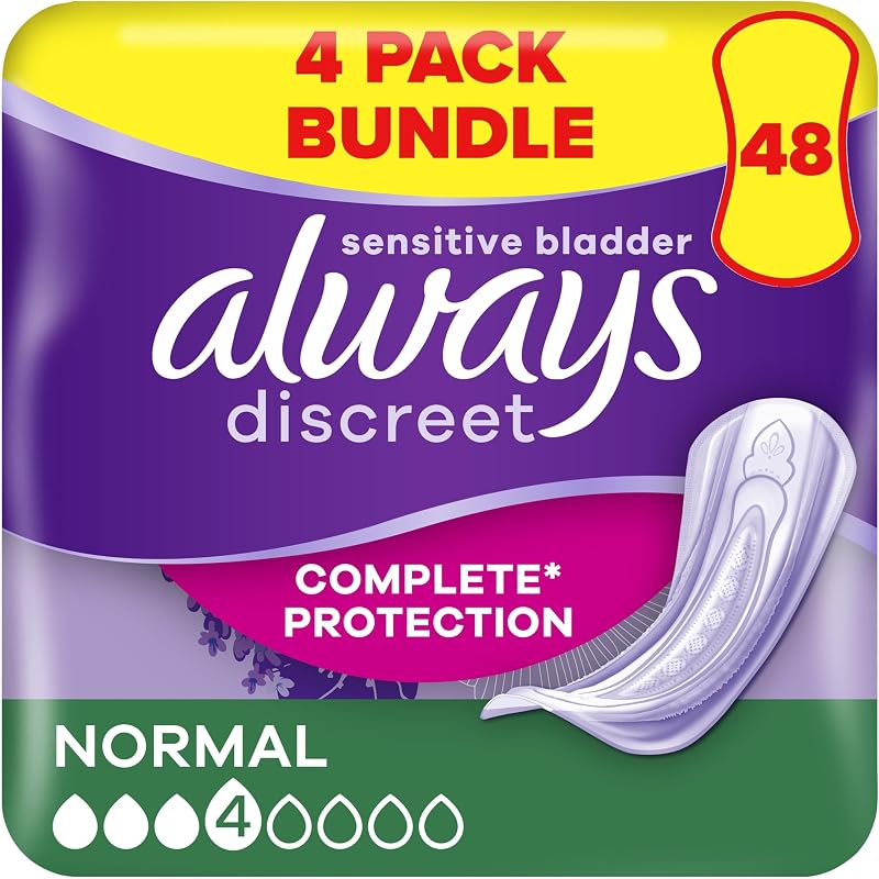 Always Discreet Incontinence Pads Normal 48 Moderate Absorbency 12x4