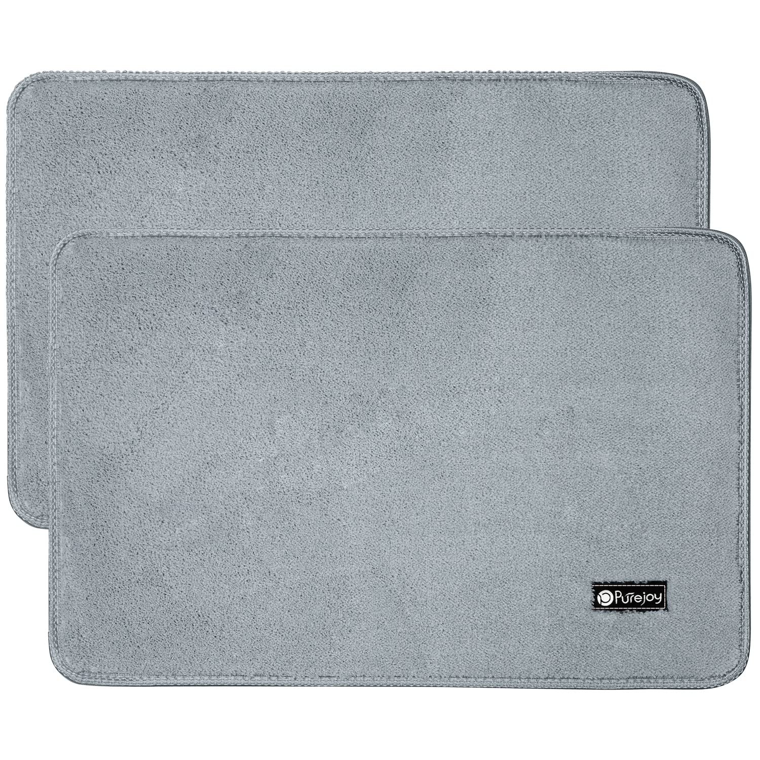 Purejoy Non-slip Microfiber Bathroom Mat sets 2 piece 40x60cm Grey Bath Mats Non Slip，Absorbent Water, Machine Washable, Suitable for Bathroom and Livingroom.