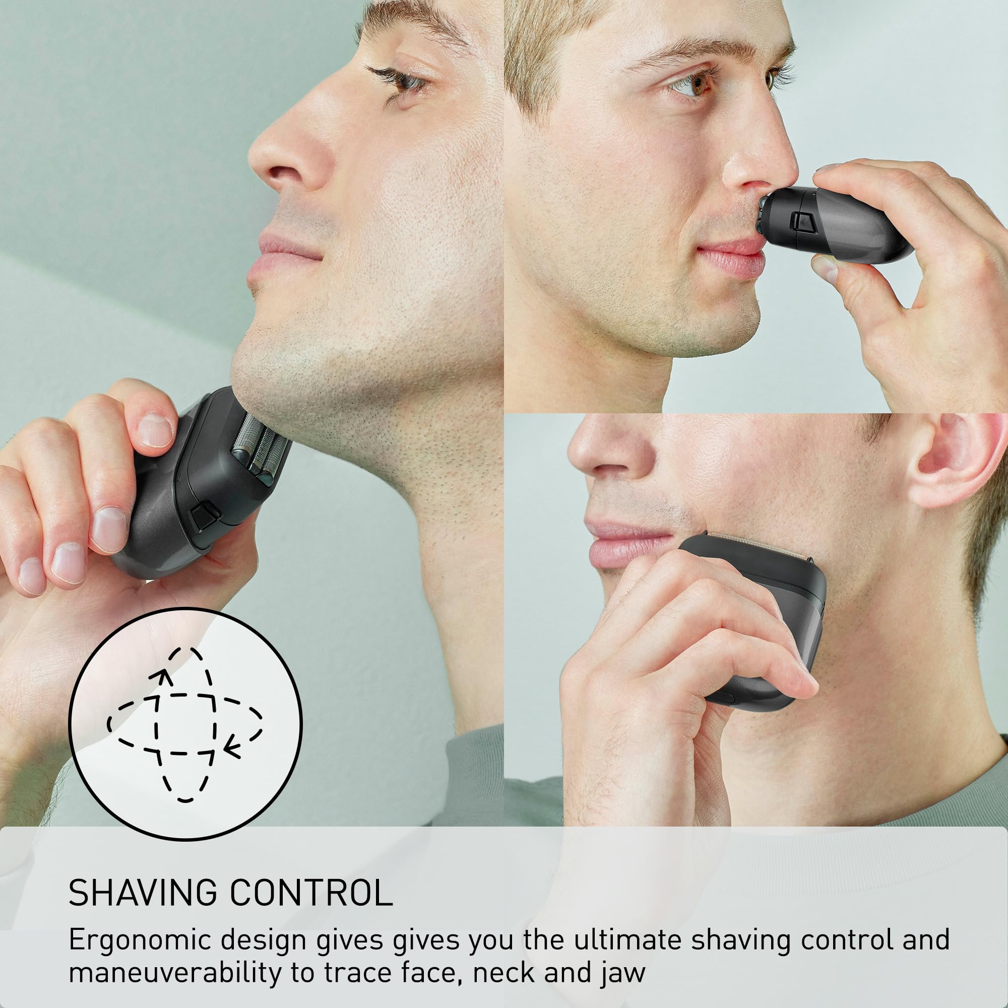 Panasonic Swipe Right Travel Shaver for Men, Portable Electric Razor with USB-C Charging, 3-Blade Cutting System and Beard Sensor Technology, Wet/Dry Use - ES-CM3A-K