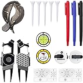 Nvrtio Golf Essentials Kit | Must Have Golf Accessories - Golf Green Reader, Divot Repair Tool, Golf Ball Marker, Golf Score Counter, Golf Tee Holder, Golf Impact Tape, Golf Gifts for Men