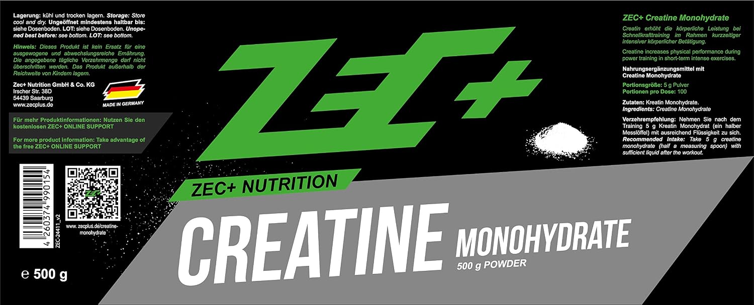 ZecPlus pure creatine monohydrate powder, for more strength endurance, muscle growth, boost, tasteless, 500 g powder - Image 5