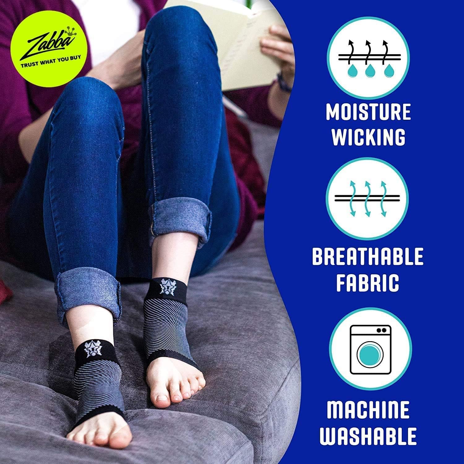 Bitly Plantar Fasciitis Compression Socks for Women & Men - Best Ankle Compression Sleeve, Nano Brace for Everyday Use - Provides Arch Support & Heel Pain Relief (Black, Medium): Health & Personal Care