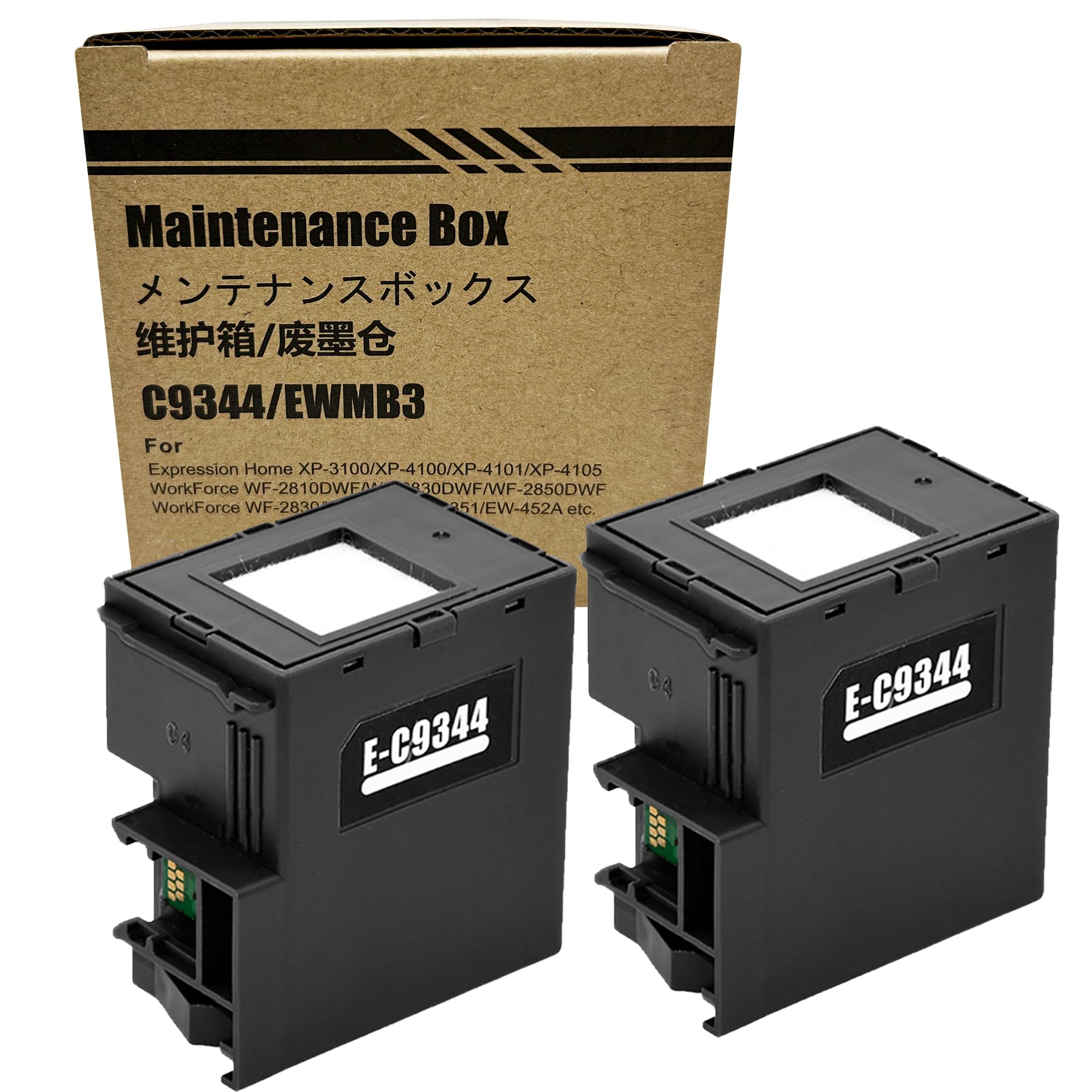 COCADEEX 2 Pcs Ink Maintenance Box Replacement for C9344 or C12C934461,Work with XP-2100 XP-4100 XP-3100 XP-2105 XP-3105 XP-4105 WF-2830 WF-2850 WF-2810 WF-2835 Printer