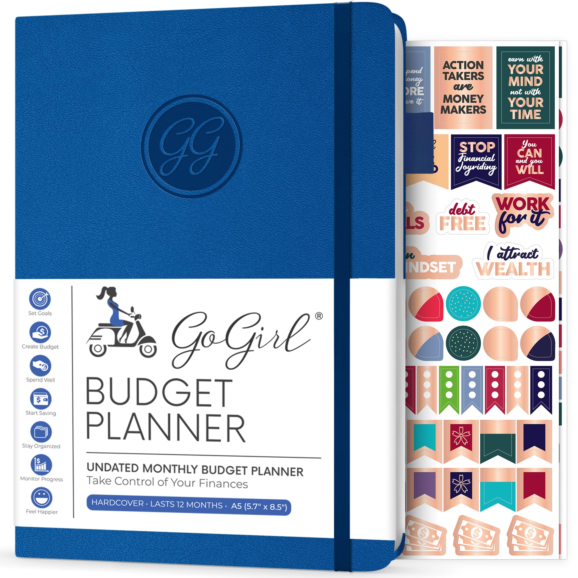 GoGirl Budget Planner – Monthly Financial Planner Organizer Budget Book. Expense Tracker Notebook Journal to Control Your Money. Undated – Start Any Time, A5 Size, Lasts 1 Year – Royal Blue