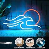 Anywin Wave Neon Sign Sunrise Sunset LED Wall Decor USB Battery Powered view 6