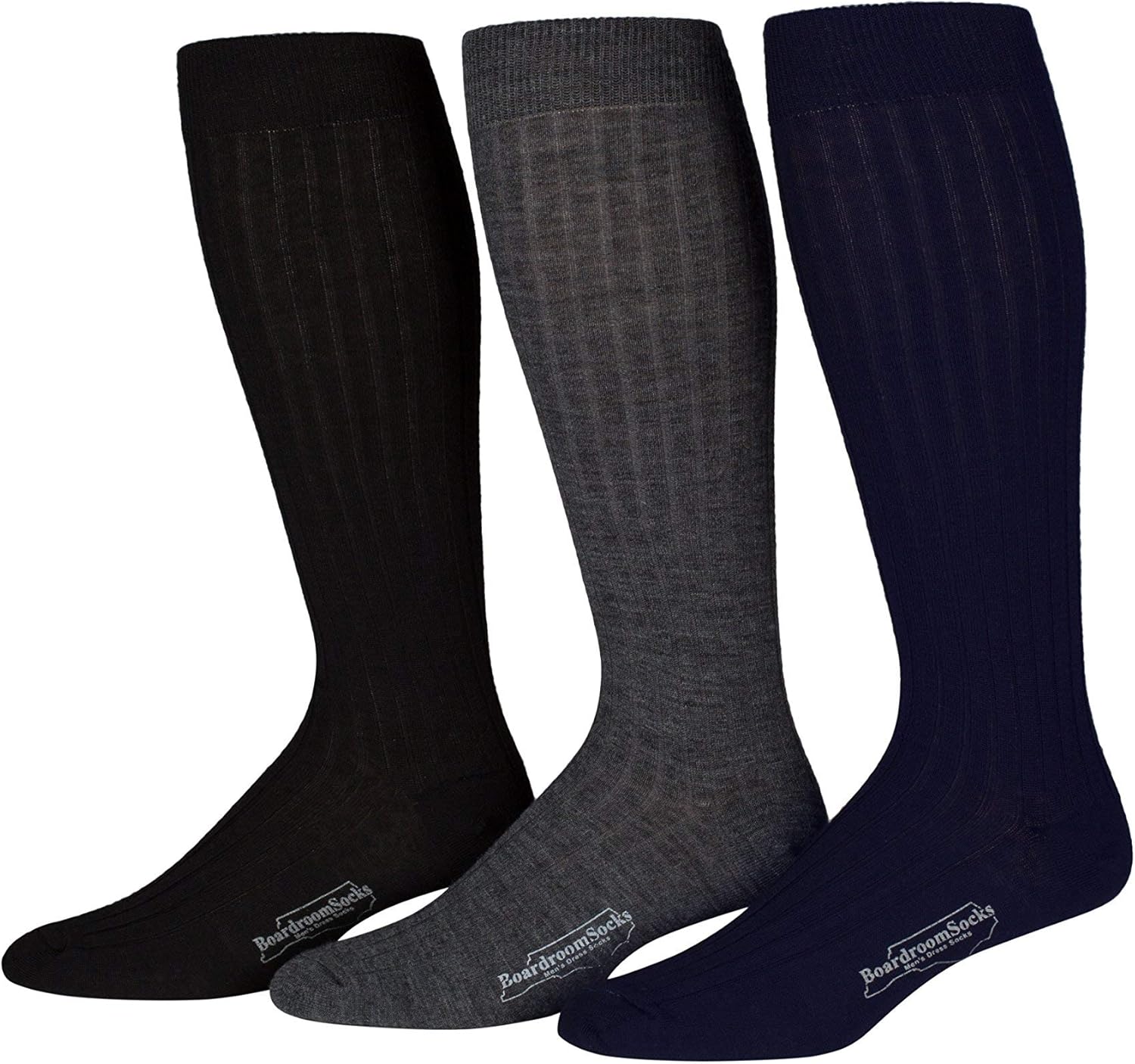 Boardroom Socks Men's Over the Calf Merino Wool Ribbed Dress Socks 3 Pack  at Amazon Men's Clothing store