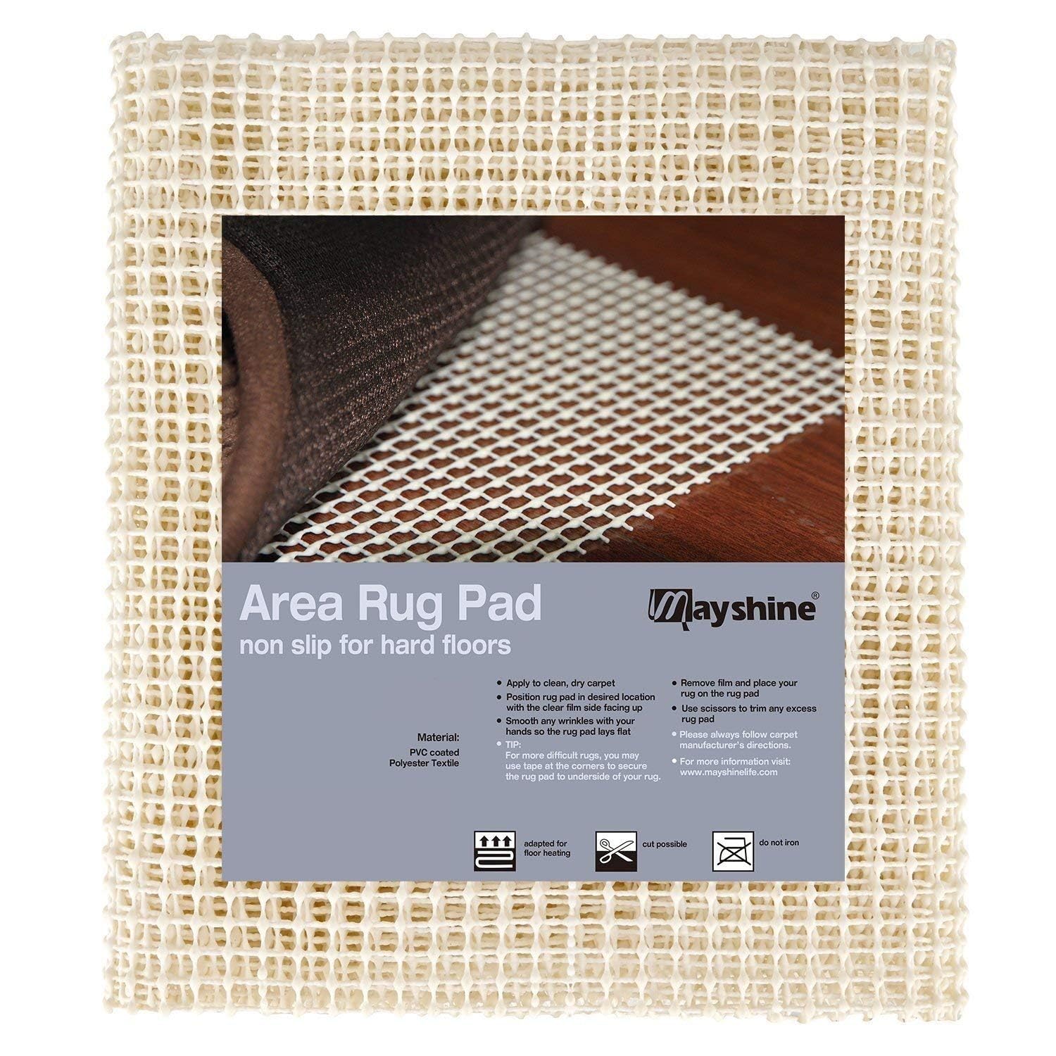 MAYSHINE Non Slip Rug Gripper Underlay Mat - PVC Anti Slip Rubber Matting for Rugs on Laminate, Wooden, Vinyl Floors - Perfect Anti Slip Rug Underlay for the Kitchen, Home, Office & More - 120x180 cm