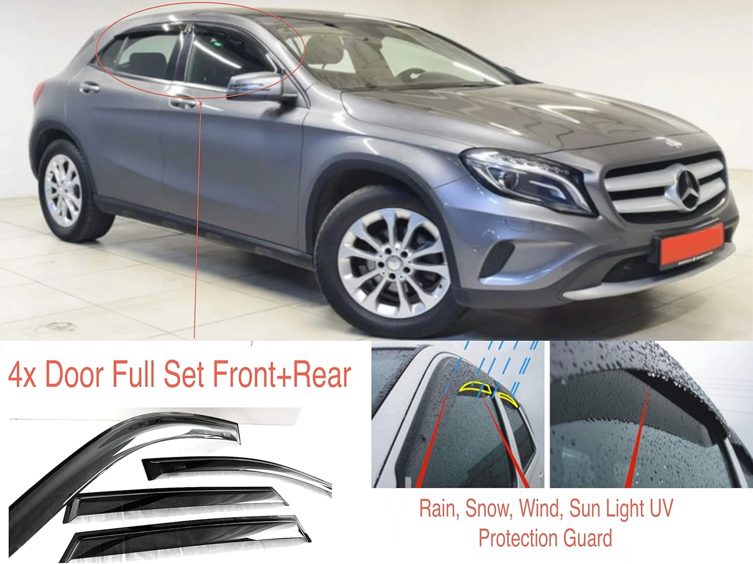 AC WOW 4x Wind Deflectors Compatible with Mercedes Benz GLA Class X156
