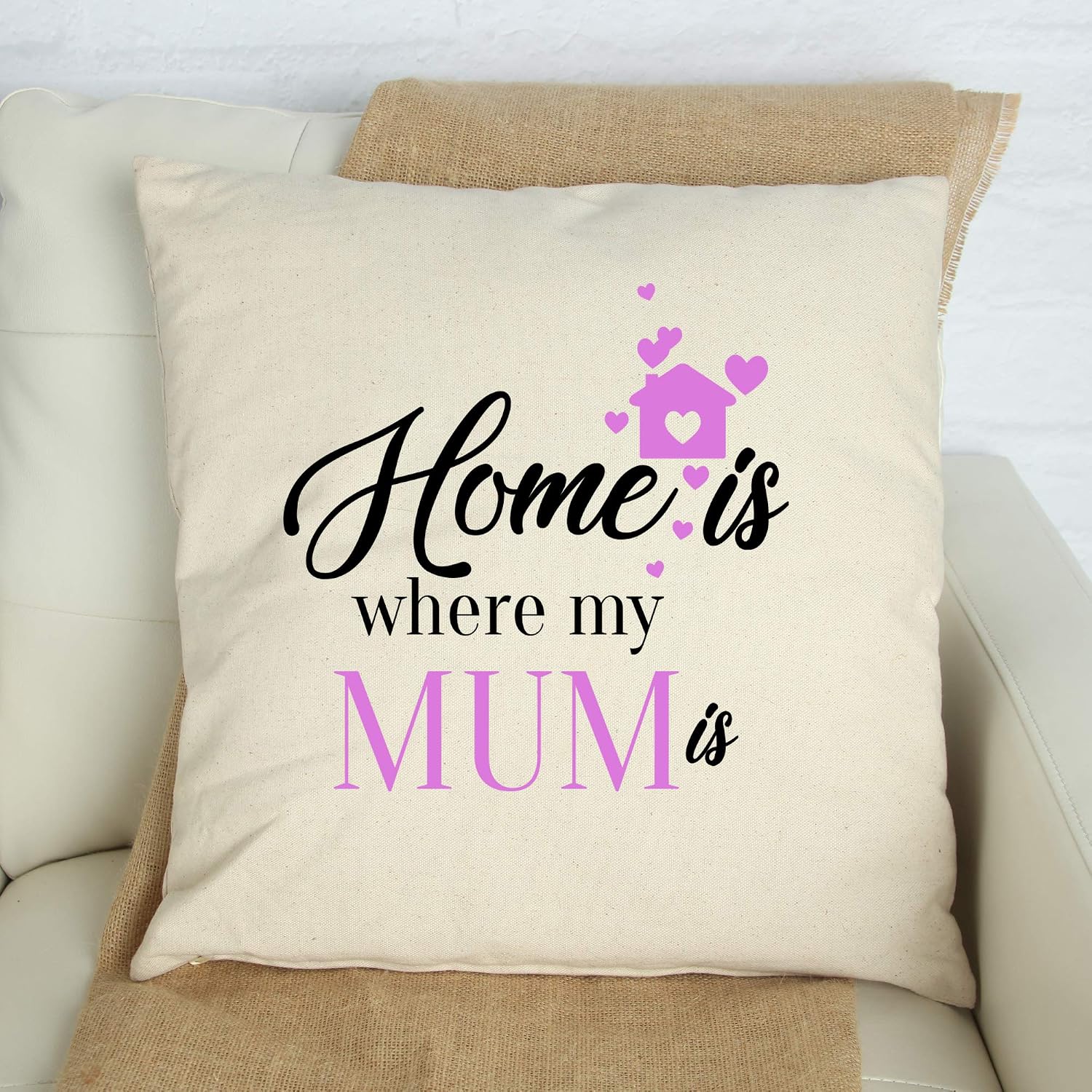 Pomchick Home Is Where My Mum Cushion Cover 40x40CM Son Daugther Parent Kid Child Kids Children Gift For Her Mum Mummy Mom Mother's Day Christmas Birthday Bedroom Sofa Present Pillow Case - Image 3