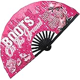 Xtuleath Boots On The Ground Hand Fan,Where Them Fans At Folding Fans,Clapping Clacking Fans For Line Dancing Unique Oriainal Pattern for Party Props Perfect Gifts for Line Dance Lover (Style 2)