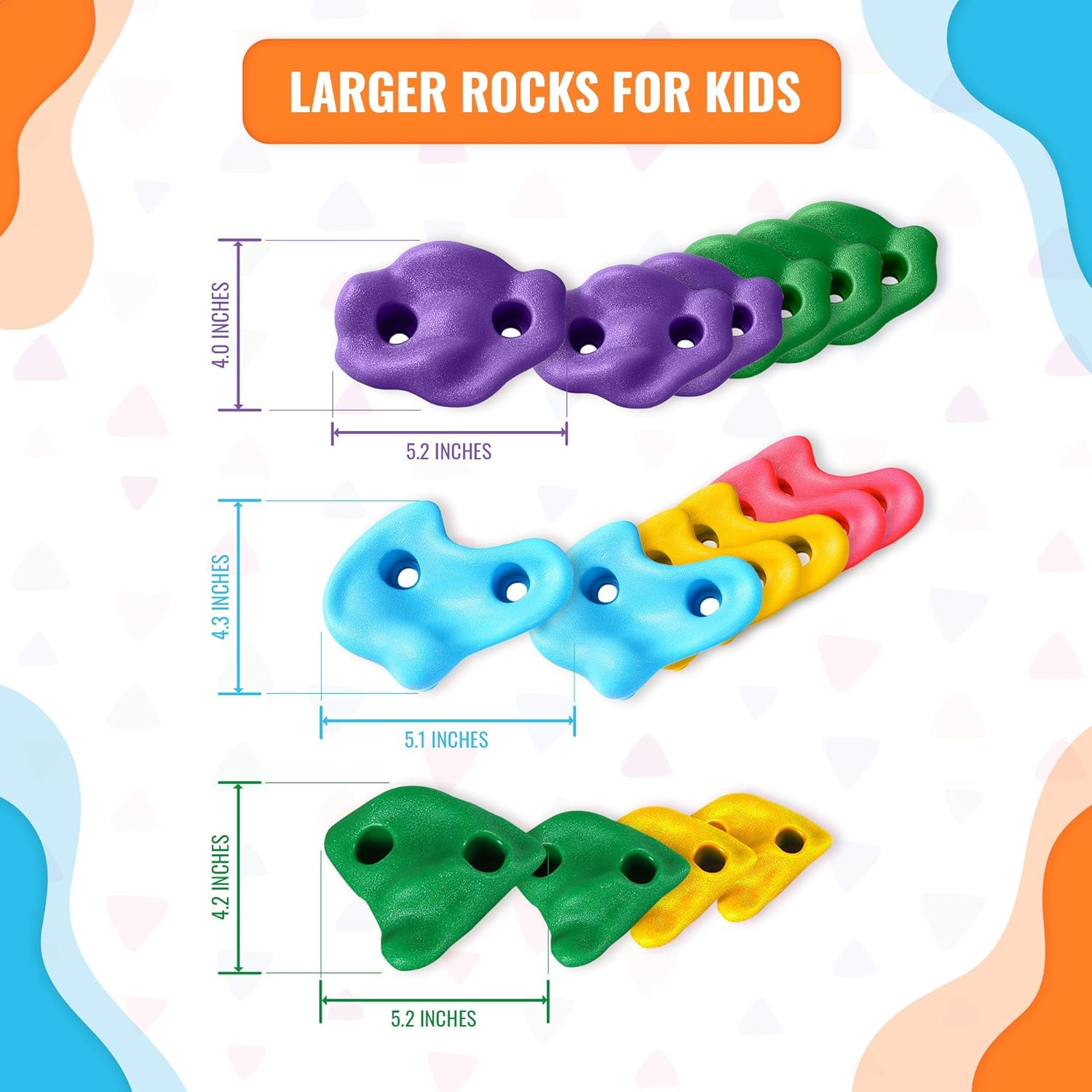Hyponix 16 Tree Climbing Kit - 16 Rock Climbing Holds, 8 Ratchets - Tree Climbing Holds - Tree Climbing Kids - Ninja Warrior Obstacle Course for Kids - Tree Climber - Outdoor Play Equipment for Kids: Toys & Games