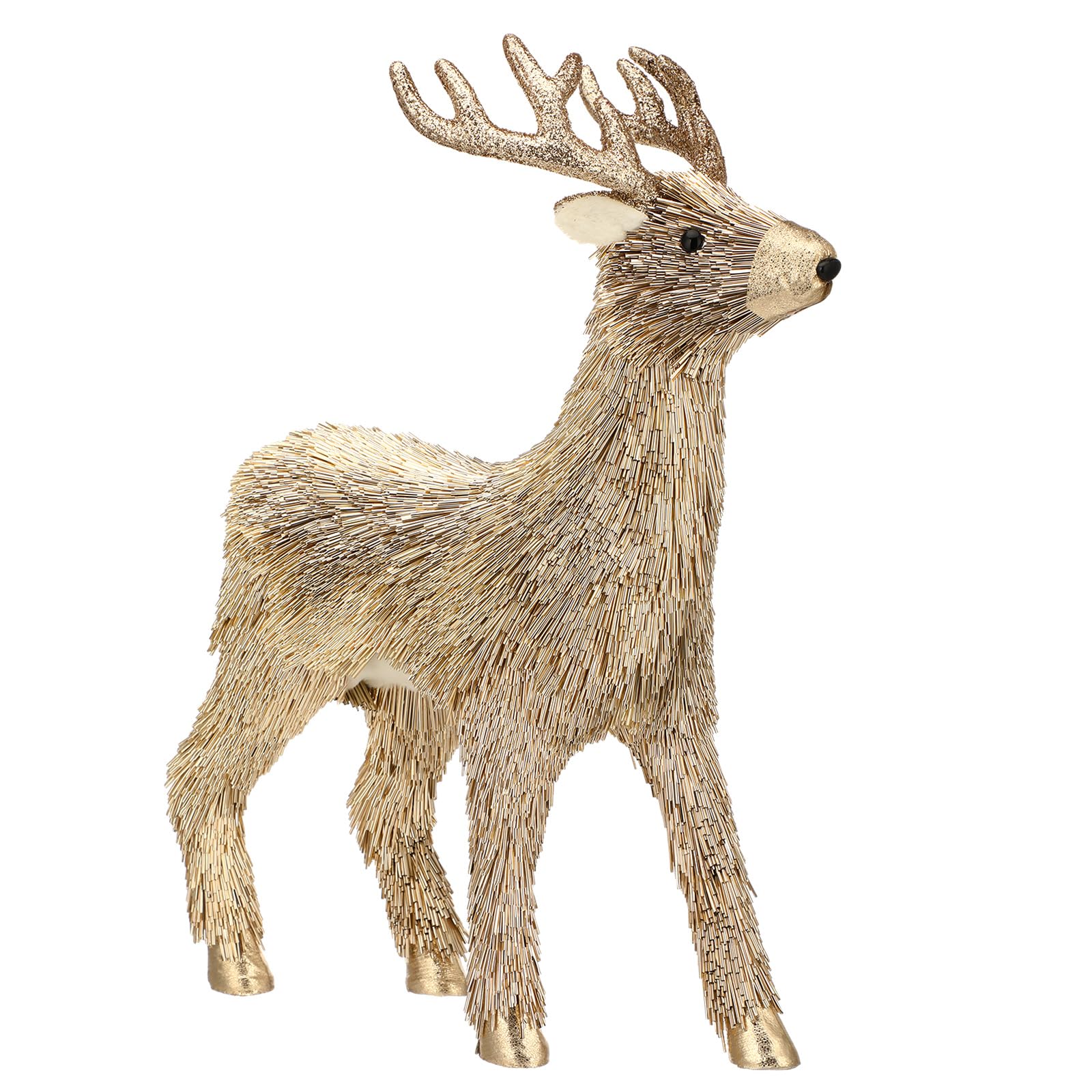 Photo 1 of Syhood Christmas Deer Decor Champagne Standing Reindeer Decor 18" x 14" Under The Christmas Handcrafted Deer Figurines Elk Statues Gifts for Home Fireplace Table Holiday Decorations