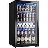130 Can Beverage Refrigerator, 3.2 Cu.Ft Mini Fridge Beverage Cooler | Glass Door, 35&ndash;65&deg;F Digital Temperature Display, Adjustable Shelves, Beverage Fridge for Soda, Beer &amp; Wine