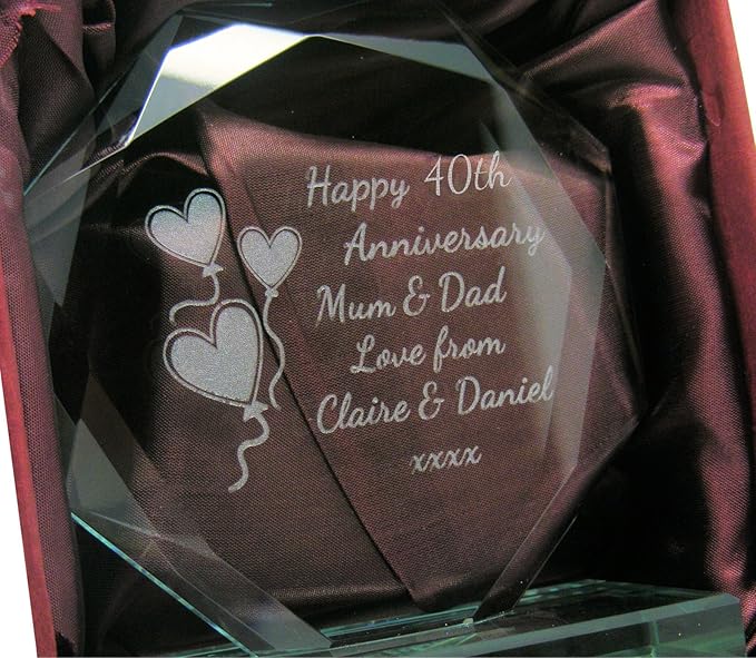 Engraved 40th Ruby Wedding Anniversary 10cm Presentation