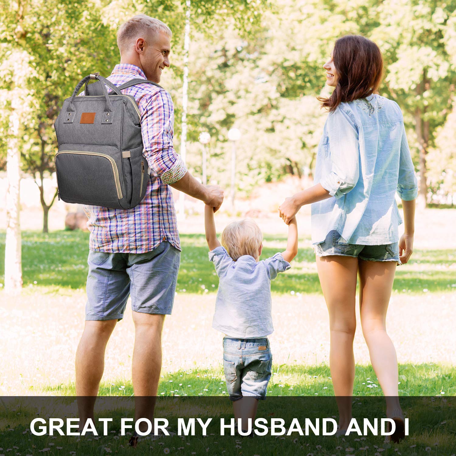 Baby Diaper Bag Backpack – Large Diaper Backpack for Mom Dad with Stroller Straps, Multi-Function, Waterproof, Stylish and Durable Travel Diaper Bags for Girls and Boys (Gray)