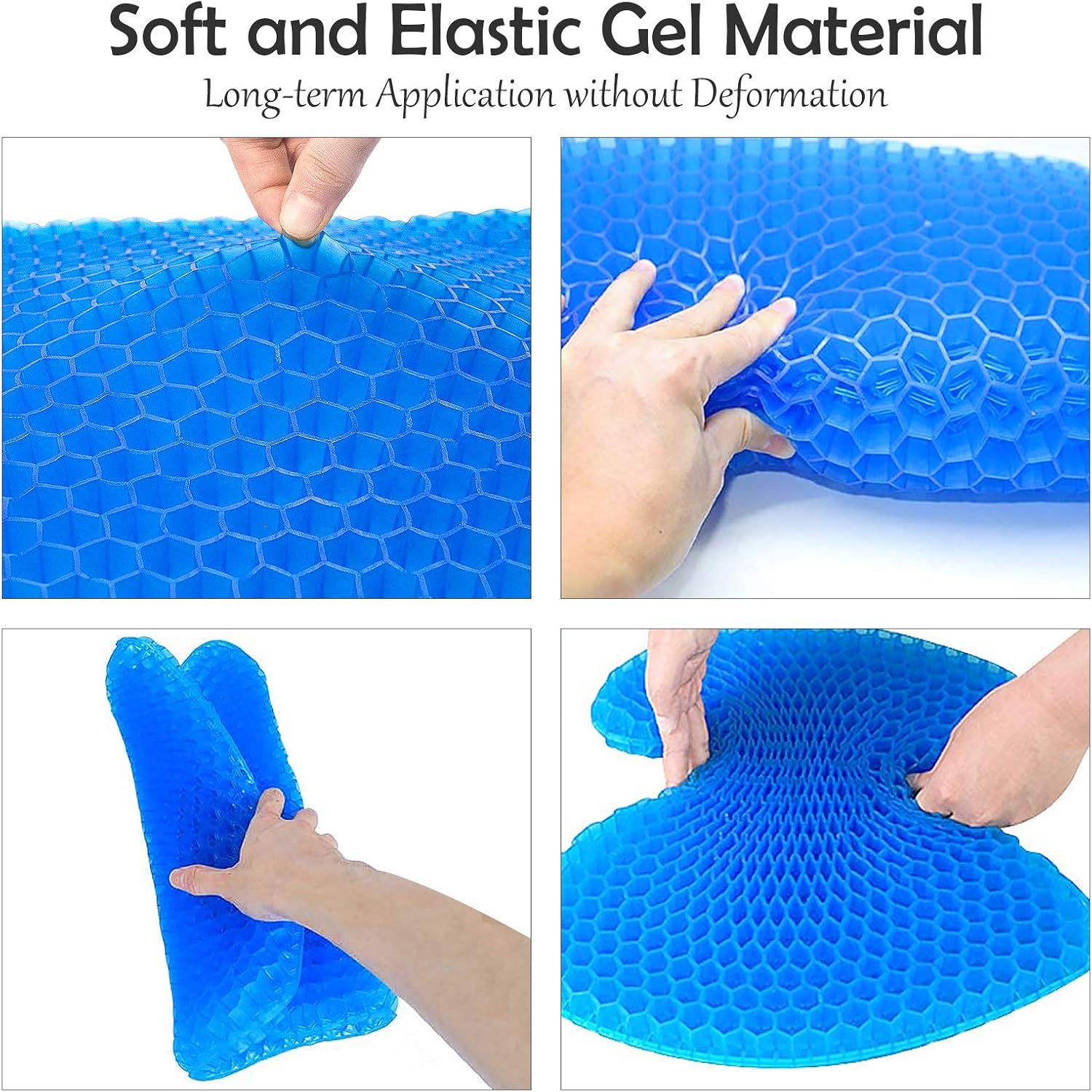 Rraycom Gel Seat Cushion, Large Thick Seat Cushion with Non-Slip Washable Cover, Breathable Honeycomb Pain and Pressure Relief Seat Cushion for Office, Car Seat, Wheelchair, 2021 Updated: Home & Kitchen