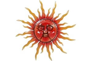 TICKCACY 33" Metal Sun Wall Art Decor, Sun Face Wall Decoration, Large Sun Wall Art for Indoor Outdoor, Sun Wall Hanging for Living Room Bedroom Farmhouse Yard Fence Patio Garden