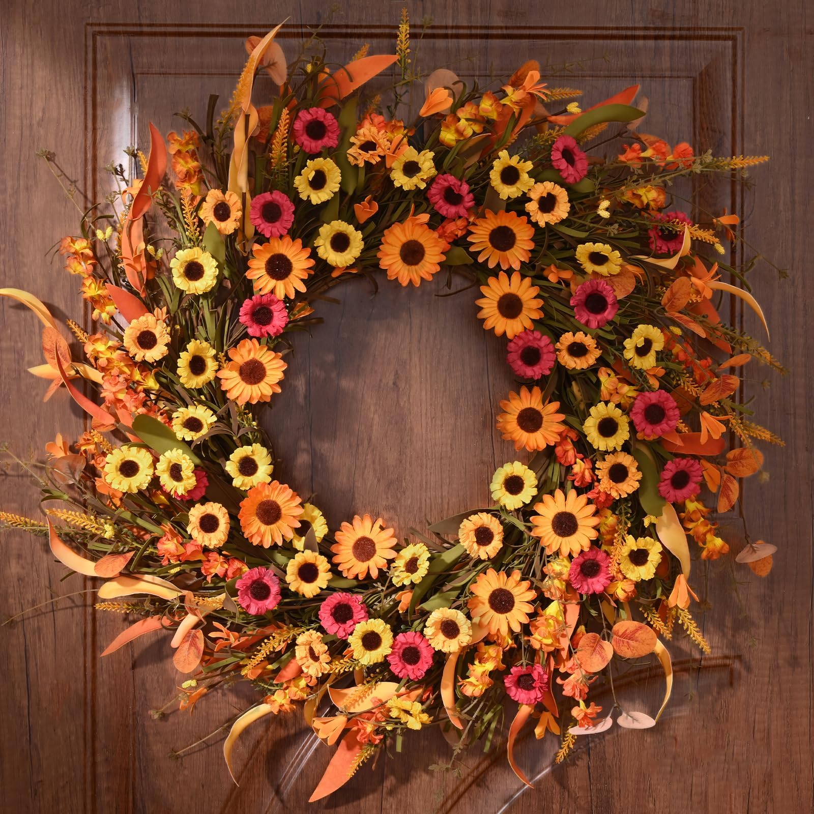 Waipfaru Fall Wreaths for Front Door, 22 Inch Autumn Wreath with Daisy ...