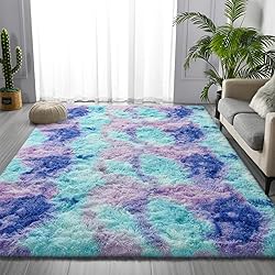 Deerhoo Large Shag Area Rugs 6 x 9, Tie-Dyed Plush