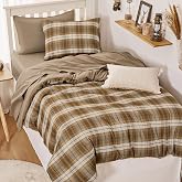 Wake In Cloud - Plaid Comforter Set, Scottish Tartan Check Geometric Modern Pattern Printed, Soft Lightweight Bedding, 3 Pieces, Brown, Twin/Twin XL Size