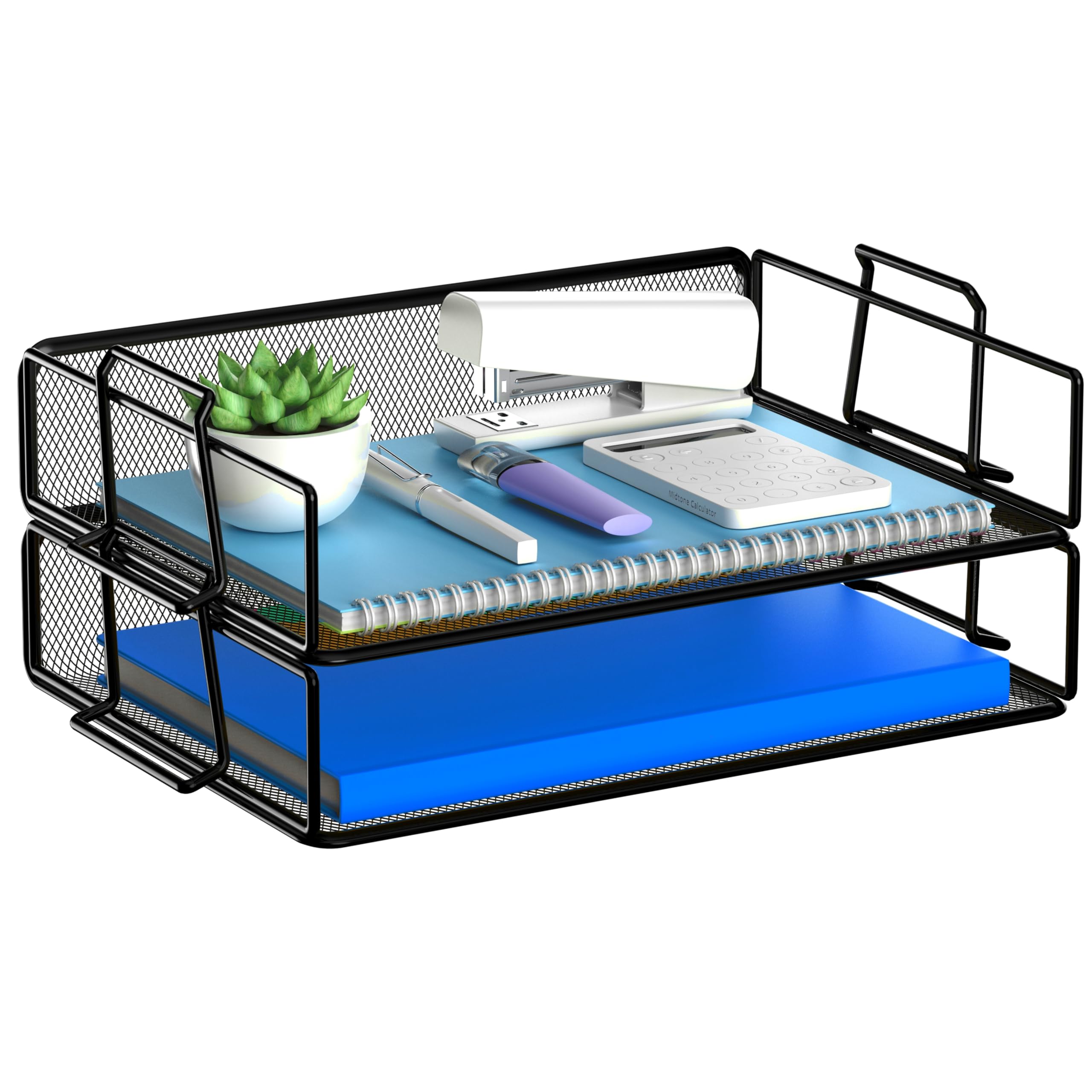 Photo 1 of 2 Tier Stackable Letter Tray Paper Holder Desk Organizer for Home Office School, Black