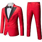 MOGU Men's Wedding Suit 2-Piece Slim Fit Suit Regular Single Breasted Peak Lapel Tuxedo Set for Formal Prom Party Banquet