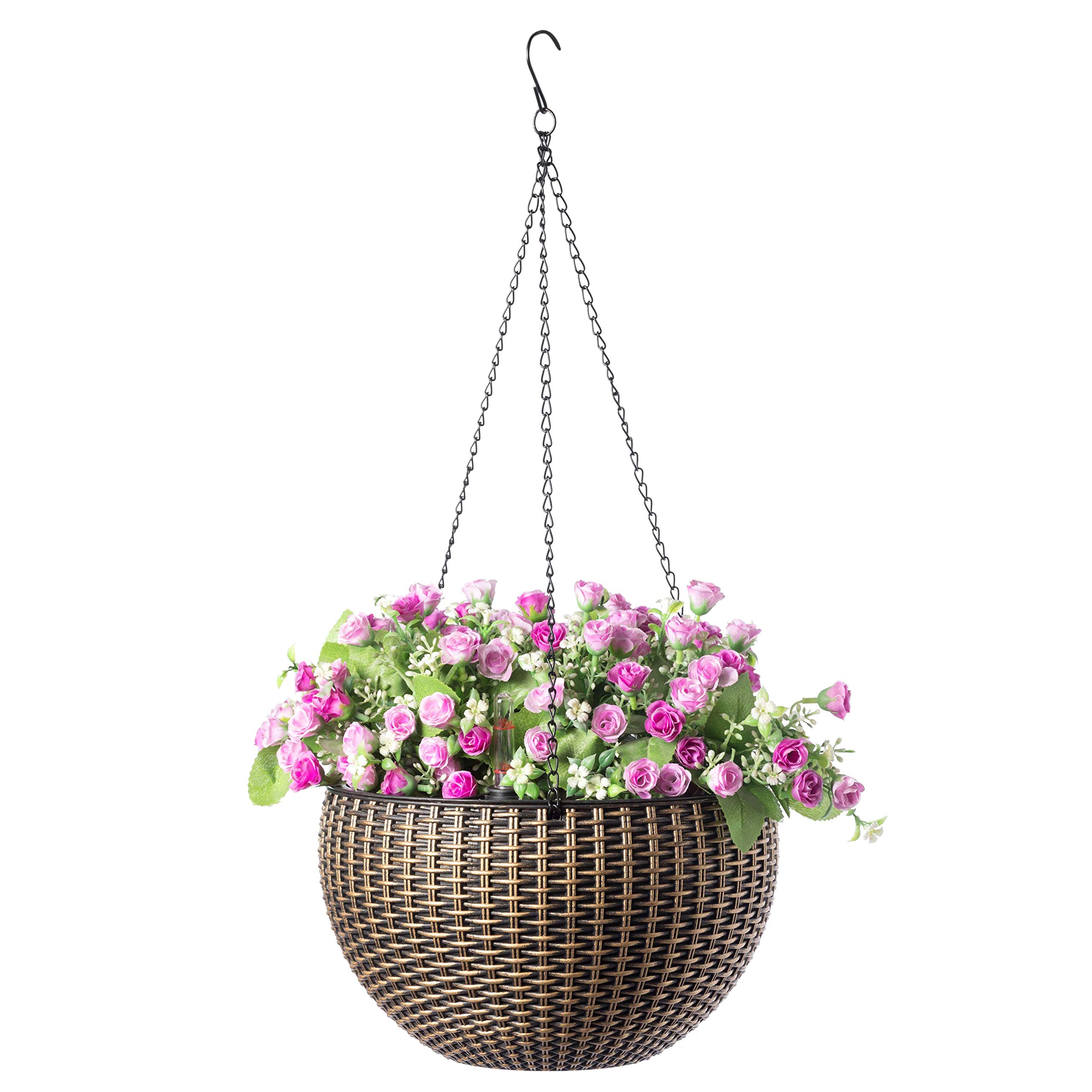 Photo 1 of 10" Self Watering Bronze Hanging Basket Flower Planter