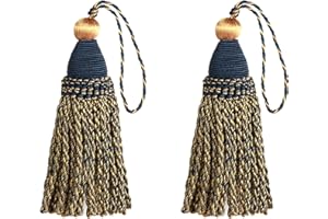 HedongHexi 2 Pack Braided Tassel 24cm/9 Inch With Loops, Handmade Twisted Craft, DIY Accessories for Home Decoration