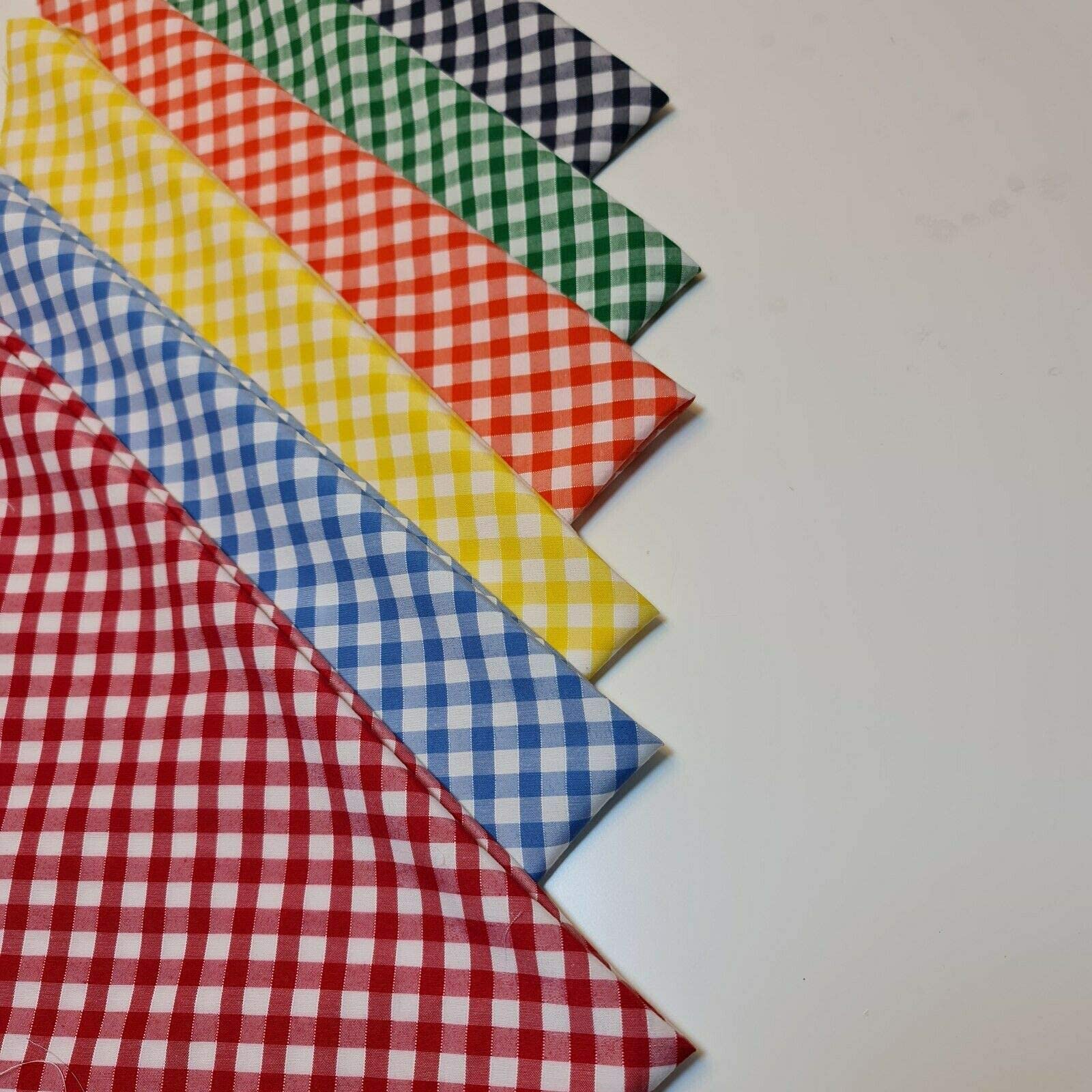 Polycotton Fabric Bundles Fat Quarter Squares Children Crafts Sewing Material/Gingham Check/Patchwork Sewing Quilting DIY/Polka Dot Fabric Scrapbook Craft 50x50cm (1/4 Gingham Check (6 PCS)) — image 1
