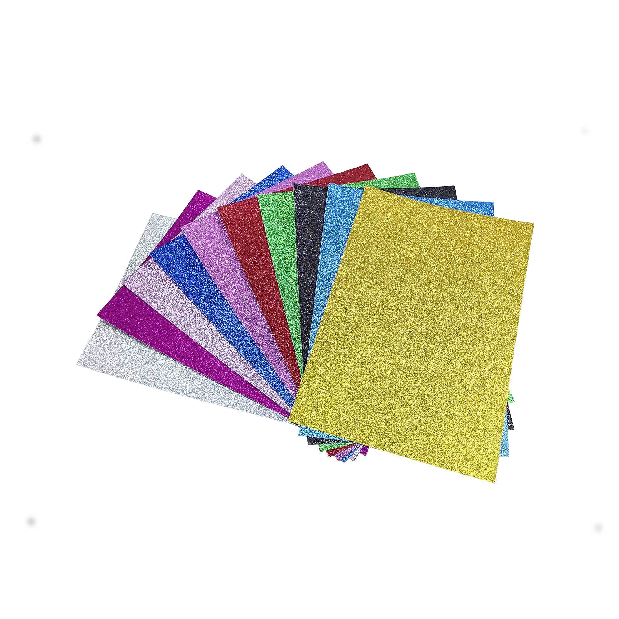 Glitter Cards, Vrandu Glitter Paper 250GSM 20x30cm 10 Sheets, Coloured Card Crafts Cardstock Sparkling Paper 10 Colour Assorted for Arts Handmade Work Party Decoration.(8x12in)