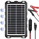 SUNAPEX 12V Solar Battery Charge: 10W Waterproof Portable Solar Panel Kit - Battery Maintainer Trickle Charger - with Upgrade Built in Charge Controller for Car Boat RV Trailer Automotive Motorcycle