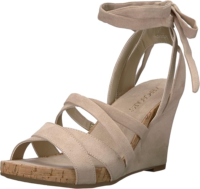 Amazon.com | Aerosoles Women's Lilac Plush Wedge Sandal, Bone Fabric, 8 M US | Platforms & Wedges