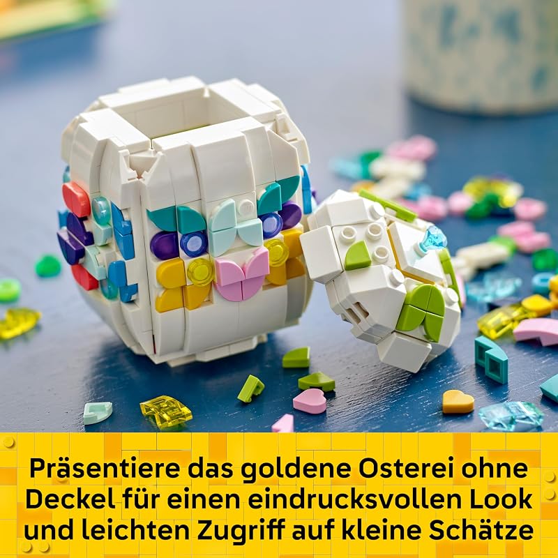 Verziertes Osterei - Mit bunten Elementen, goldenem Herz & Edelstein - Kreative Kinderzimmer Deko - DIY Set zum Bauen und Sammeln - Geschenk für Mädchen & Jungen ab 9 Jahren - 40816