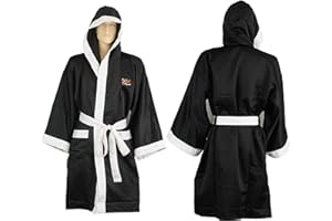 Playwell Boxing Gown 100% Satin Full Length - Black - Large