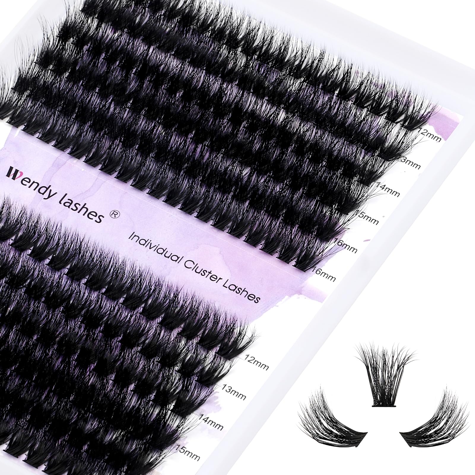 Individual Cluster Lashes D Curl 3D Effect 0.07mm 60D/80D 12-16mm Mixed Individual Eyelashes Clusters Densely DIY Lash Extensions(3D-60+80-0.07-D-12-16mm) — image 1