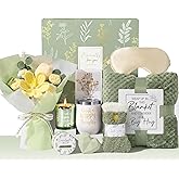 Valentine's Day Birthday Gifts for Women Self Care Package Get Well Soon Gift Baskets, Thinking of You Sympathy Spa Gift Set w/ Crochet Flower Bouquet, Unique Gifts for Women Her Wife Girlfriend Mom