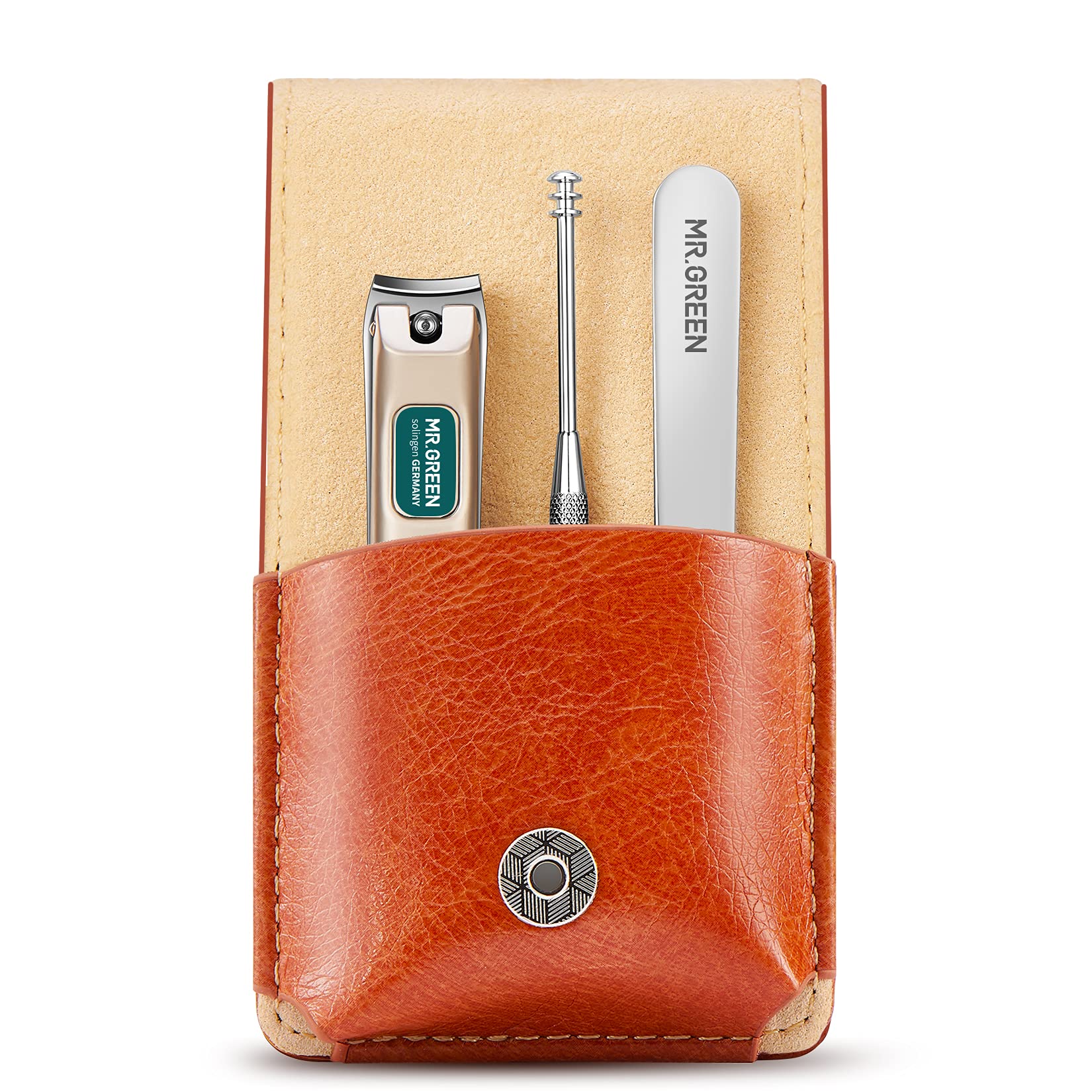MR.GREEN Portable Manicure Sets Pedicure kits Stainless Steel Nail Clippers Tool Travel Grooming Case Nail Scissors Gift Box (3Pcs Set Model 1)