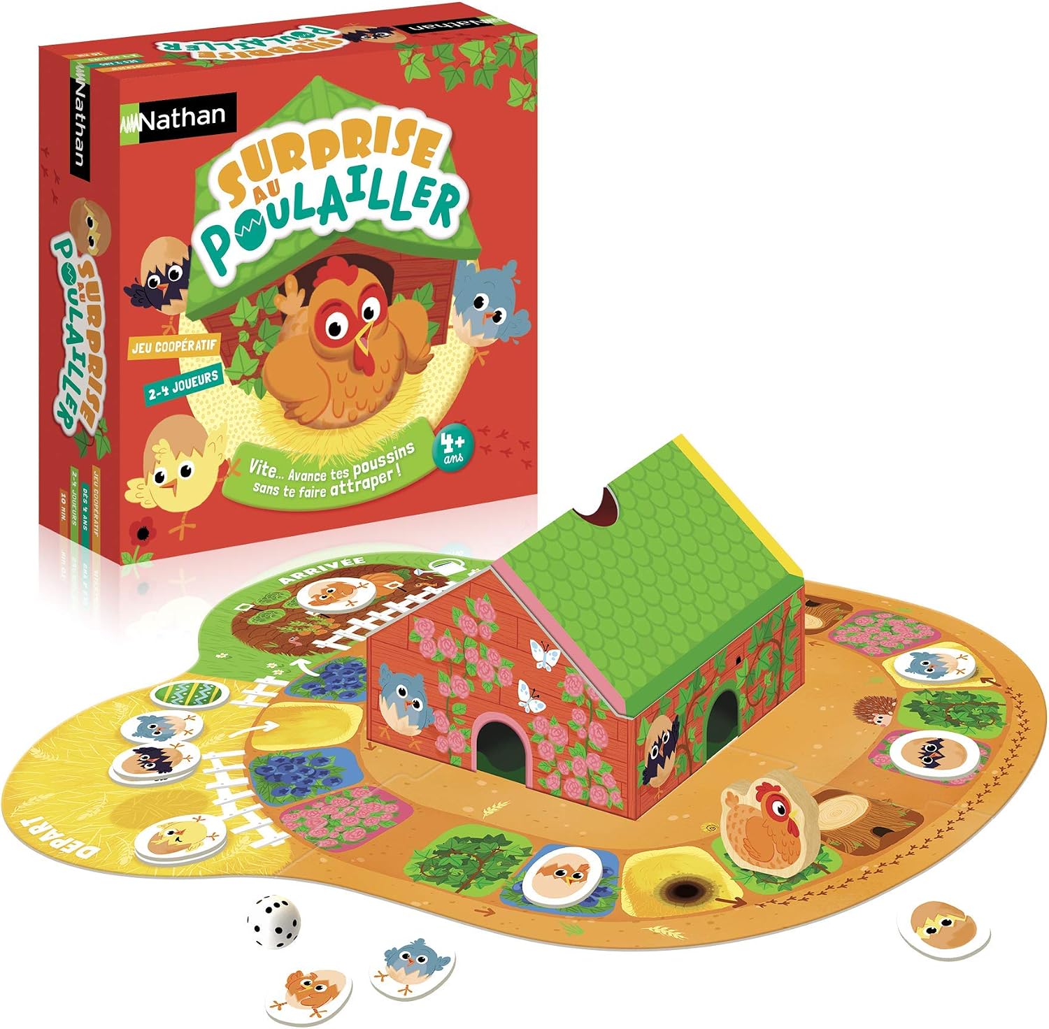 Nathan - Surprise au chicken coop - Cooperative board game for children aged 4 and above