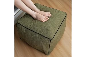 Yueyocici Pouf Ottoman Stuffed Modern Foam Filled Foot Rest Poufs for Living Room Chair Decorative 20 X 15 Inches Boho Relax Stool Floor Poufs Foot Rest for Living Room,Green