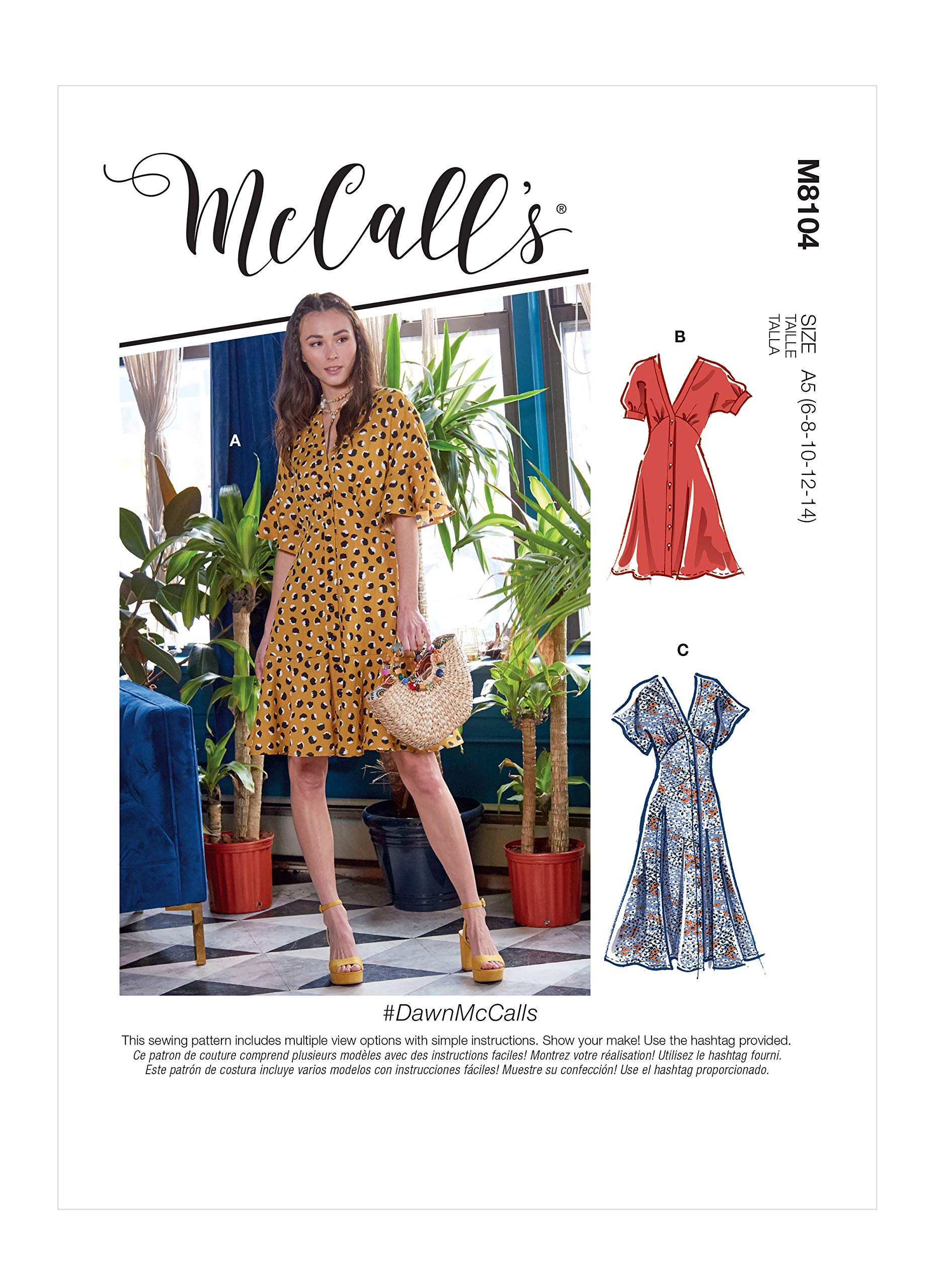 McCalls Sewing Patterns M8104F5 Misses>Dresses