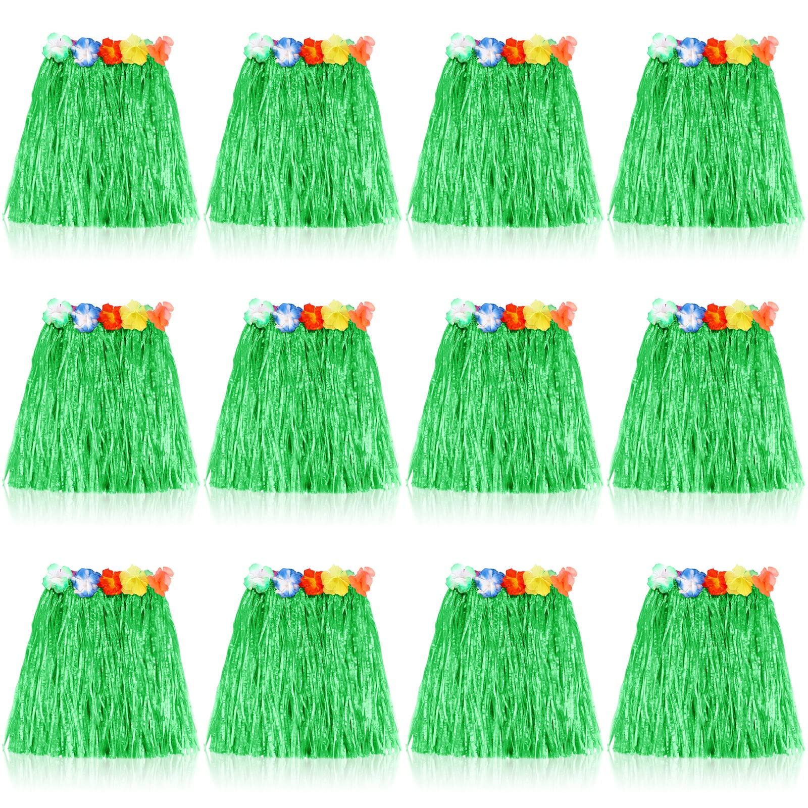 Photo 1 of Tarpop 12 Pcs Hawaiian Hula Grass Skirts for Kids 40 cm Grass Skirts for Girls Luau Party Birthday Decoration Festive Show(Green)