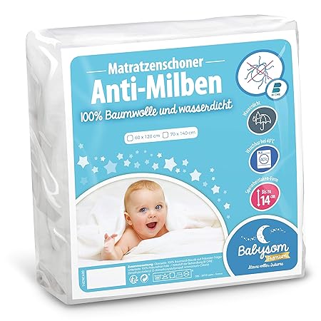 Babysom - Baby Matratzenschoner | Kinder Matratzenauflage - Anti Milben - 60x120 cm - Wasserdicht - 100% Baumwolle - Leicht u